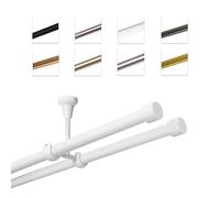 Barra para cortinas, 19 mm, montaje en techo, doble riel, blanca brillante, 280 cm