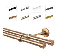 Barra para cortinas, 19 mm, montaje en pared, doble riel, cobre, 280 cm