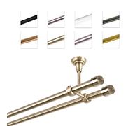 Barra para cortinas, 19 mm, montaje en techo, doble, color dorado antiguo, 400 cm