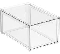 mDesign Caja de almacenamiento - Contenedor de almacenamiento de toallas apilable profundo con cajón extraíble - Caja organizadora de baño para artículos de tocador, maquillaje y productos de belleza
