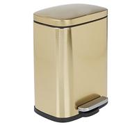 mDesign Cubo de basura con pedal de acero inoxidable de 5 litros con pedal, tapa e inserto de plástico, pequeño cubo de basura para el baño y la cocina o como cubo de oficina, etc. - Oro