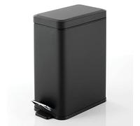 mDesign Cubo de basura rectangular con capacidad de 10 litros - Compacto contenedor de residuos con cubo interior para oficina, baño o dormitorio - Moderna papelera de metal y plástico - negro
