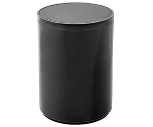 mDesign Cubo de basura redondo pequeño para baño o dormitorio, práctico cubo de basura pequeño con tapa oscilante, color negro