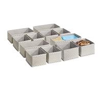 mDesign Juego de 12 cajas organizadoras en tela - Organizadores para armarios o cajones - Caja para organizar ropa y armarios - Ocho cajas pequeñas y cuatro grandes - topo/natural