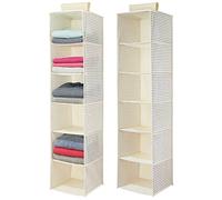 mDesign Juego de 2 organizadores Colgantes para Armario - Armario de Tela con 6 estantes de Almacenamiento - Organizador de Armario Colgante Ideal - Natural/Azul Cobalto