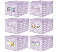 mDesign Juego de 6 cajas de almacenamiento grandes y suaves, organizador de armario de tela, cubo de almacenamiento limpio para un hogar ordenado, color morado