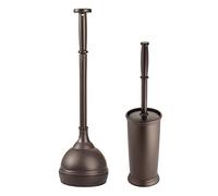mDesign Juego de Accesorios de baño de Dos Piezas, Incluye escobilla de Inodoro y émbolo, Juego de Accesorios de baño de Dos Piezas, Color Bronce
