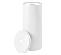 mDesign Moderno Soporte de plástico para Rollo de Papel higiénico con Tapa, Almacenamiento Vertical para 3 Rollos de Papel higiénico, Capacidad para megarrollos Grandes, Color Blanco