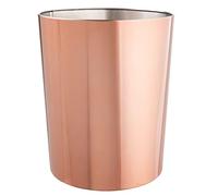 mDesign Papelera de oficina redonda - Papelera metálica compacta y espaciosa para baño, cocina u oficina - Cubo de basura de acero inoxidable - dorado rojizo