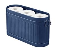mDesign Portarrollos para Papel higiénico con Capacidad para 6 Rollos de Repuesto - Soporte de Metal de Gran Capacidad en diseño Retro - Elegante Soporte para baño o Aseo de Invitados - Azul