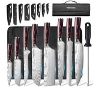 MDHAND Juego de Cuchillos de Cocina, Cuchillos Cocina Profesional de 8 piezas con Bolsa de Rollo,Juego de Cuchillos de Cocina profesionales de acero inoxidable de alto carbono extremadamente afilados