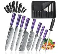 MDHAND Juego de Cuchillos de Cocina, Cuchillos Cocina Profesional de 8 piezas con Bolsa de Rollo,Juego de Cuchillos de Cocina profesionales de acero inoxidable de alto carbono extremadamente afilados