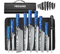MDHAND Juego de Cuchillos de Cocina, Cuchillos Cocina Profesional de 8 piezas con Bolsa de Rollo,Juego de Cuchillos de Cocina profesionales de acero inoxidable de alto carbono extremadamente afilados