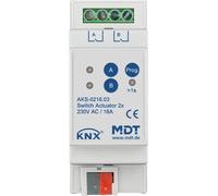 MDT, actuador KNX para cargas de tipo C, doble canal, 16 A, con regulación, 1 unidad.