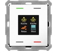 MDT KNX, pulsador de luz de 55 x 55 mm, 4 vías, con pantalla de color y sensor de temperatura, color blanco puro, 1 unidad.