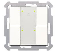 MDT RF-TA55A4.01, pulsador KNX RF+Funk de 4 teclas, versión "Plus", con actuador, color blanco brillante, compatible con ETS5