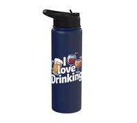 Me encanta beber cerveza vino Cóctel Humor Stainless Steel Insulated Water Bottle