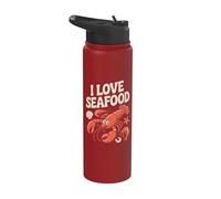 Me encanta el arte marino para entusiastas de los mariscos Stainless Steel Insulated Water Bottle
