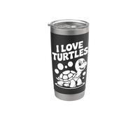 Me encantan las tortugas, lindos dibujos animados y divertidos Vaso térmico de acero inoxidable de doble pared