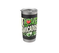 Me encantan los aguacates Comida divertida de aguacate Vaso térmico de acero inoxidable de doble pared