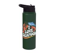 Me encantan los mariscos con divertidas criaturas marinas Stainless Steel Insulated Water Bottle