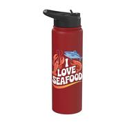 Me encantan los mariscos con divertidas criaturas marinas Stainless Steel Insulated Water Bottle