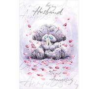 Me To You- Tatty Teddy Tarjeta de Aniversario para Marido, Floral, Color Blanco (Carte Blanche Greetings ASM77002)