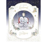 Me To You Tatty Teddy - Tarjeta de Navidad hecha a mano en caja de lujo para un marido maravilloso, osos de Papá Noel bajo la lámpara, colección oficial