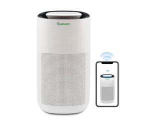 MEACO MeacoClean CA-HEPA 76x5, purificador de aire, ideal para hogar y oficina, control Wi-Fi, filtro HEPA H13, ultra silencioso 25 dB, sensor de calidad del aire, blanco - Nuevo