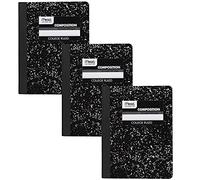 Mead Cuadernos de composición, paquete de 3, papel rayado universitario, 9-3/4 x 7-1/2 pulgadas, 100 hojas por libro de comp, mármol negro (38111)