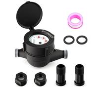 MEANLIN MEASURE Plástico 1/2" BSP Acoplamientos Contador de agua Contador de agua fría for Garden or Home, 20 mm en metros cúbicos, Instalación horizontal de un solo chorro