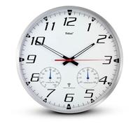 Mebus 52661 - Reloj de pared (AA, 1.5V, Plata, Color blanco, Aluminio, Vidrio, 35 cm)