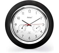 Mebus funk-wanduhr mit thermometer und hygrometer/schwarzer rahmen/wei