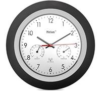 Mebus funk-wanduhr mit thermometer und hygrometer/schwarzer rahmen/wei