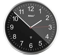 Mebus funkwanduhr, wanduhr groß, funkuhr modern, aluminium-rahmen mit