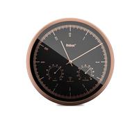 Mebus Pequeño Reloj de Pared inalámbrico TinyTime con termómetro e higrómetro | Reloj de Pared sin Ruido de tictac | Diámetro 25 cm | Esfera Moderna en Negro | Caja de Cobre | Temperatura y Humedad
