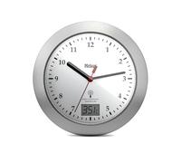 Mebus Reloj de baño inalámbrico, Pantalla Digital de Temperatura, Marco de Aluminio, ventosas, Esfera Blanca, Modelo 41124, práctico e Impermeable