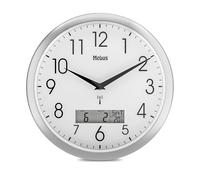 Mebus Reloj de Pared inalámbrico, 29 cm, silencioso, Pantalla LCD de Fecha y Temperatura, Color Blanco, Modelo 19422 - Multifuncional y silencioso
