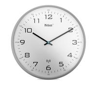 Mebus Reloj de Pared inalámbrico, 30 cm, silencioso, Marco Gris, Esfera Blanca, Modelo 13081, Moderno y silencioso