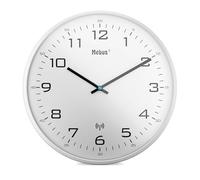 Mebus Reloj de Pared inalámbrico de 30 cm con Marco Blanco y Esfera Blanca, Modelo 13080, salón y Cocina, Color Blanco