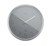 Mebus Reloj de Pared inalámbrico TinyTime | Reloj de Pared sin Ruido de tictac | Diámetro 25 cm | Esfera Moderna en Gris | Caja Plateada