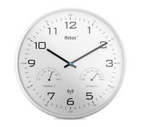 Mebus Reloj de Pared Moderno con indicador de Temperatura y Humedad, 30 cm, Radio Reloj, salón, Cocina, Modelo 52841, Color Blanco