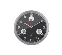 Mebus Reloj de Pared radiocontrolado, Esfera Negra, indicador de Temperatura Interior y Exterior, con transmisor Exterior, Humedad del Aire, Modelo 13151