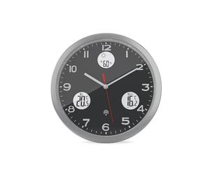 Mebus Reloj de Pared radiocontrolado, Esfera Negra, indicador de Temperatura Interior y Exterior, con transmisor Exterior, Humedad del Aire, Modelo 13151
