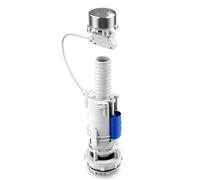 Mecanismo de Descarga Dual para Cisterna, Universal con Cable, 2 Pulsadores Cromados, Ahorro de Agua, Blanco y Azul, Fluvia