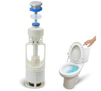 Mecanismo de descarga para WC, Válvula Descarga Inodoro, Descargador WC universal, Apto para cualquier tipo de cisterna estándar con pulsador de descarga interrumpible para ahorrar agua, interrumpible