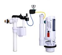 Mecanismo de descarga y llenado WC anti fugas de agua para cisterna de inodoro universal, con cable, doble descarga. (Llenado LATERAL Ref. 0122402)