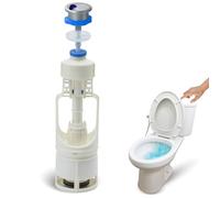 Mecanismo de doble descarga para WC, Válvula Descarga Inodoro, Descargador WC universal, Apto para cualquier tipo de cisterna estándar con doble pulsador 3/6 L de descarga para ahorrar agua
