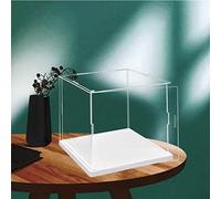 MECC vitrina acrílica transparente abierta, base blanca, funda antipolvo (14 x 8 x 12 pulgadas), 35 x 20 x 30 cm)