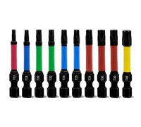 Meccion Juego de 10 Puntas Atornillador Torx T10 T15 T20 T25 T27 T30 T40, Bit Destornillador Imantadas Impacto, Longitud 50mm y Vástago Hexagonal 1/4"